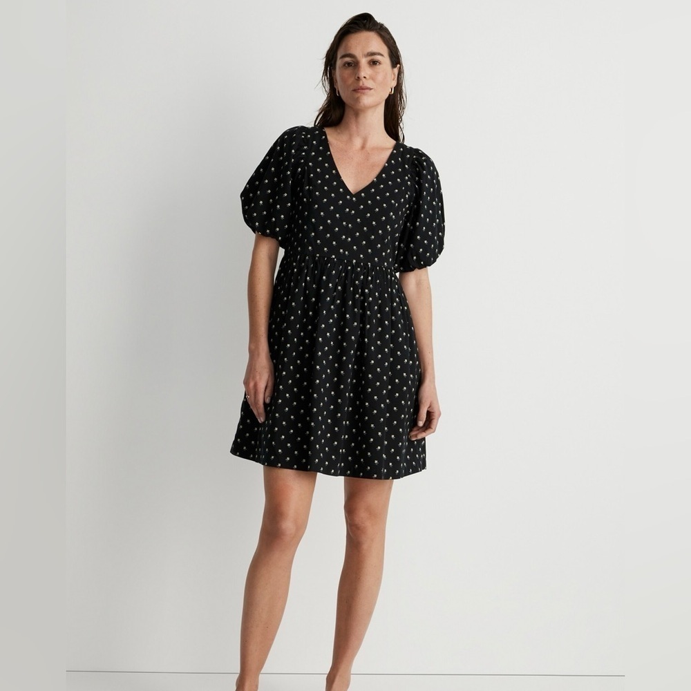 Madewell V=Neck Puff Sleeve Dress in Floral